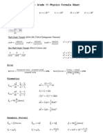 Gr11 Physics Formula Sheet