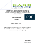 The Effect of Organizational Culture On Organization Performance in The Case of Commercial Bank of Ethiopia Southern Addis Ababa District