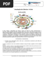 AVALIAÇÃO 9 ANO II CICLO - EVOLUÇÃO - Aluno