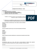 Avaliação de Ciências 8º Ano - I Ciclo