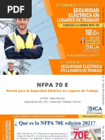 NFPA 70 E 2021 - Norma para La Seguridad Eléctrica en Lugares de Trabajo - Por Ing. M.sc. Fabio Miranda Monzón