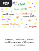 Theories, Definitions, Models, and Frameworks of Corporate Governance