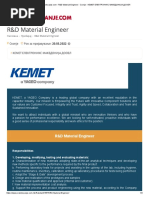 R&D Material Engineer - Скопје - КЕМЕТ ЕЛЕКТРОНИКС МАКЕДОНИЈА ДООЕЛ