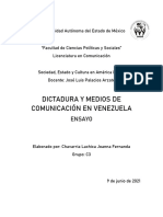 Ensayo - Dictadura y Medios de Comunciación en Venezuela