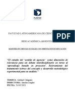 "El Estudio Del Sentido de Agencia' Como Dimensión de Relevancia para Un Debate Interdisciplinario en Torno Al Aprendizaje Basado en Proyectos