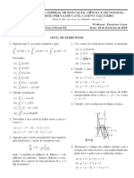 Lista - Fisica - Cálculo II - Integrais e Aplicações