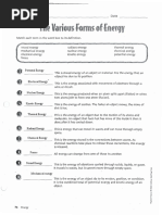 Various Forms of Energy