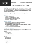 Calculation of Oral and Parenteral Doses