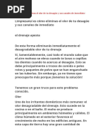 Así Es Cómo Eliminas El Olor de Tu Desagüe y Sus Canales de Inmediato