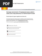 Damage Assessment of Topping Furnaces Radiant Tubes and Creep Behaviour of ASTM A335 P5 Steel