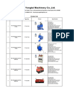 Yongtai Machinery Products List