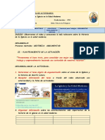 Ficha de Actividades 4to Sec. Historia de La Iglesia