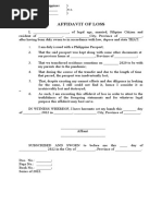 Affidavit of Loss Passport Pro Forma