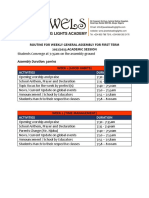 Routine For Weekly General Assembly For First Term