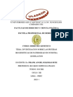 Investigacion Sobre Las Pruebas Biogeneticas de Paternidad en Nuestra Legislacion