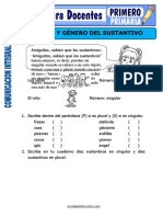 Numero y Genero Del Sustantivo para Primero de Primaria