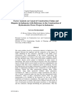 Hardjomuljadi 2014, Factor Analysis On Causal of Construction Claims and Disputes in Indonesia (With Reference To The Construction of Hydroelectric Power Project in Indonesia)