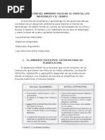 La Organización Del Ambiente Escolar El Espacio, Los Materiales y El Tiempo.