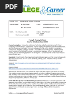 Nfhs 22-23 Syllabus Ctae High School - Intro To Software Technology