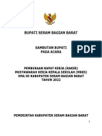 Sambutan Bupati Raker Musyawarah Kerja Kpla Skolah MKKS