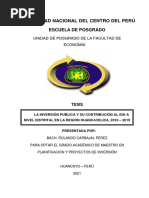 Tesis Rolando de Grado La Inversión Publica y Su Contribución Al Idh A Nivel Distrital en La Región Huancavelica, 2010 - 2019economia