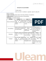 Rubric Speaking Exam Unit 2