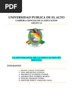 Grupo 14 - La Sociologia de La Educacion en Bolivia