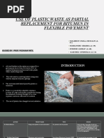 Use of Plastic Waste As Partial Replacement For Bitumen in Flexible Pavement