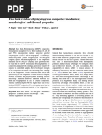 Rice Husk Reinforced Polypropylene Composites Mechanical, Morphological and Thermal Properties