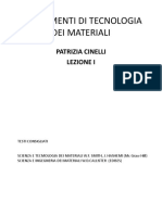 Prof. Cinelli - Fondamenti Di Tecnologia Dei Materiali - Lezione 1