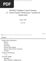 EE3331C Feedback Control Systems L7: Control System Performance: Transient & Steady-State