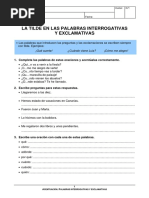 Unidad 5-La Tilde en Las Palabras Interrogativas y Exclamativas