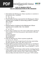 Pair of Linear Equations in Two Variables - Chapter End Worksheet