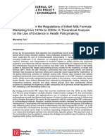 Controversy Over The Regulations of Infant Milk Formula Marketing From 1970s To 2000s: A Theoretical Analysis On The Use of Evidence in Health Policymaking