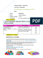 Actividad de Arte Como Elaboraremos Los Alimentos en Papel Arcoiris 9 de Setiembre