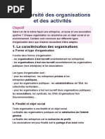 La Diversité Des Organisations Et Des Activités