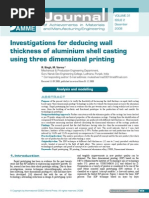 Investigations For Deducing Wall Thickness of Aluminium Shell Casting Using Three Dimensional Printing