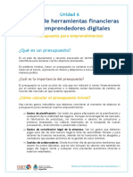 Unidad 6 - Presupuesto para El Emprendimiento