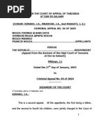 Nguza Viking A (1) .K.a. 'Babu Seya' & Ors v. R. (CA-tz Cra No. 56 of 2005) Per Kimaro, Ja