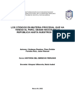 Los Códigos en Materia Procesal Que Ha Tenido El Perú, Desde Inicios de La República Hasta Nuestros Días