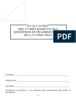 Evaluación Del Curso Básico para Ministros Extraordinarios de La Comunión