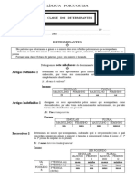 A Classe Dos Determinantes - Ficha de Trabalho