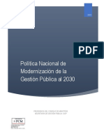 Politica Nacional de Modernizacion de La Gestion Publica Al 2030 PDF