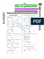 Problemas de Ecuaciones Cuadráticas para Quinto de Secundaria