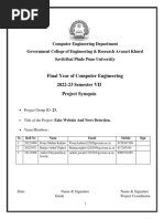 Final Year of Computer Engineering 2022-23 Semester VII Project Synopsis