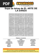 Sopa de Letras de El Arte de La Danza