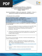 Guía de Actividades y Rúbrica de Evaluación - Unidad 2 - Tarea 3 - Solución de Modelos de Optimización Determinísticos