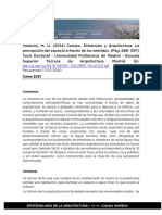 Palacios, M. D. (2014) Cuerpo, Distancias y Arquitectura. La Percepción Del Espacio A Través de Los Sentidos