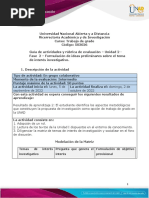 Guía de Actividades y Rúbrica de Evaluación - Unidad 1 - Fase 2 - Formulación de Ideas Preliminares Sobre El Tema de Interes Investigativo