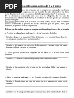 Dictados Cortos para Niños de 6 y 7 Años